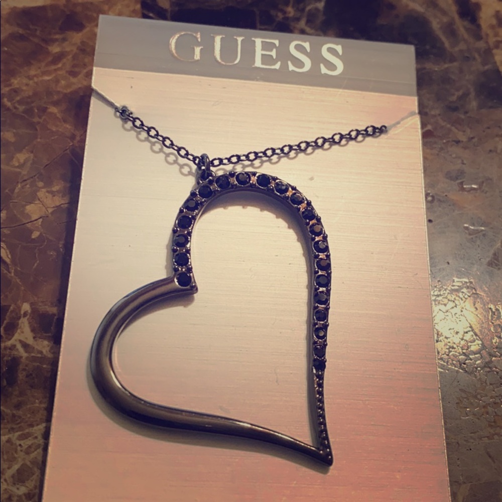 Guess Metal Necklace with Gem Embellishment